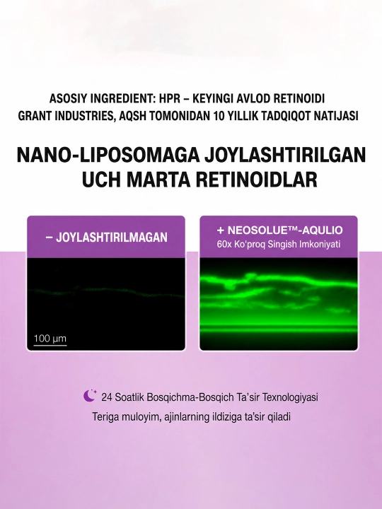 SKINEVER 3A Retinol ajinlarga qarshi yuz kremi, kollagen va peptidlar bilan