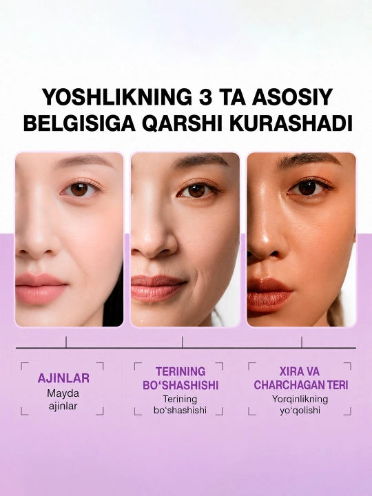 SKINEVER 3A Retinol ajinlarga qarshi yuz kremi, kollagen va peptidlar bilan
