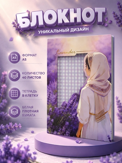 Блокнот UniGirl для девочек, тетрадь для записей, 40 листов в клетку — MAGICNS-UNIGIRLDAFTAR-ЛАВАНД