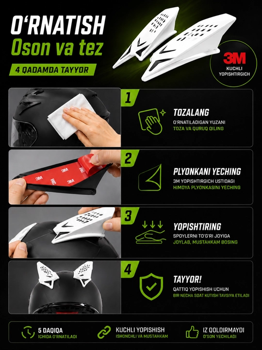 Shlem uchun dekor spoiler universal aerodinamik aksessuar 2 dona