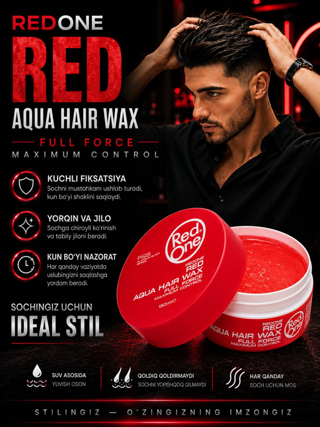 Aqua Gel-Wax для всех типов волос REDONE Wax, мега фиксация, 50 мл - 