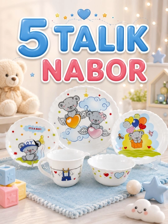 Bolalar uchun 5 talik idish to‘plami tarelka, piyola, kosa multik to'plam - 