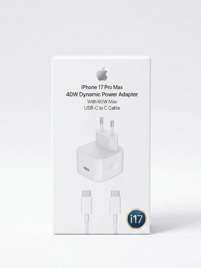 Зарядное устройство для iPhone 17 Pro Max, 40W Dynamic Power Adapter + Кабель USB-C/USB-C