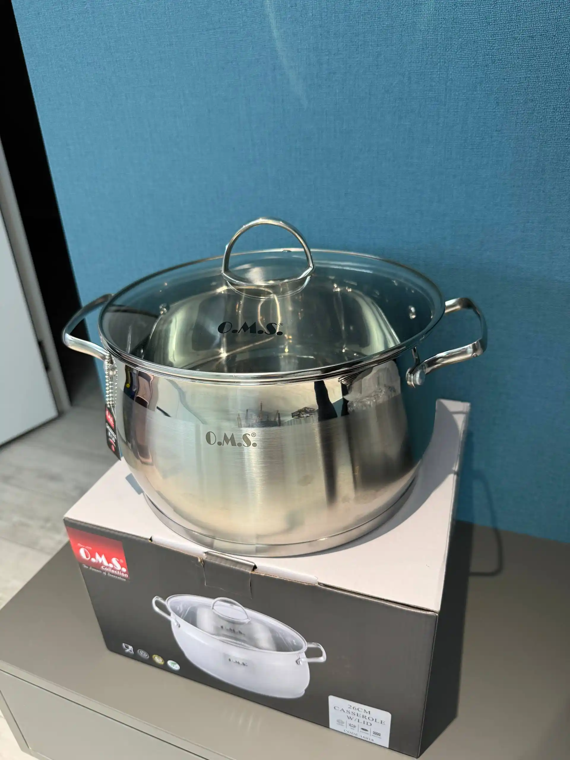 Кастрюля из нержавеющей стали со стеклянной крышкой O.M.S 16018