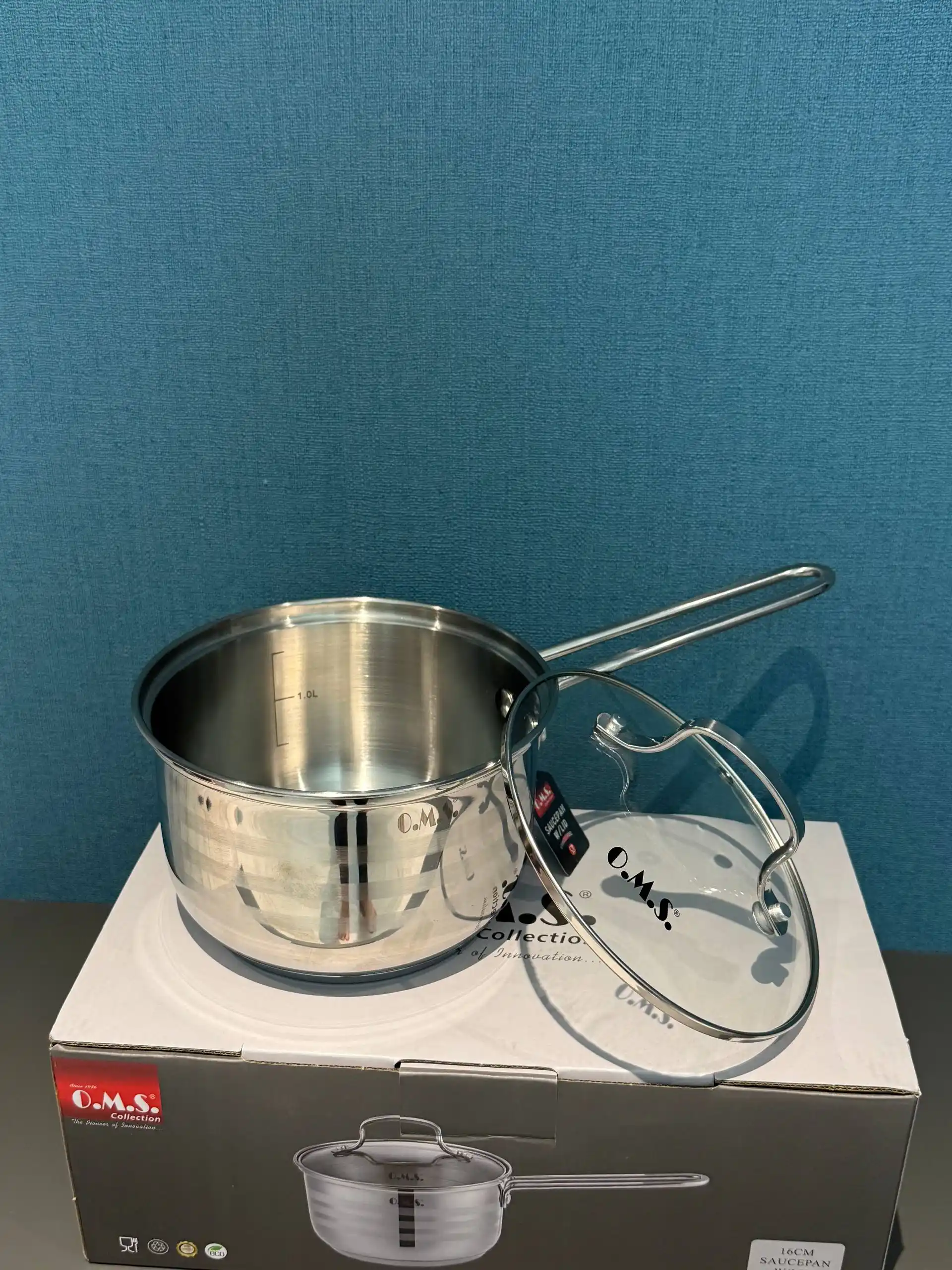 Ковш кухонный, с крышкой, из нержавеющей стали, O.M.S. 16010