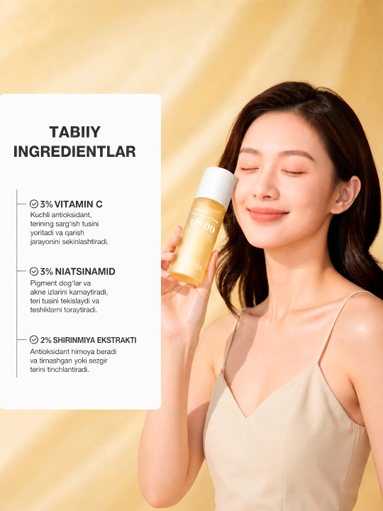 Oqartiruvchi yuz toneri SKINEVER Vitamin C Brightening Toner, niatsinamid bilan