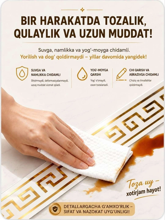 Devor, mebel va deraza uchun o‘zi yopishadigan dekor plyonka 10 sm x 5 m