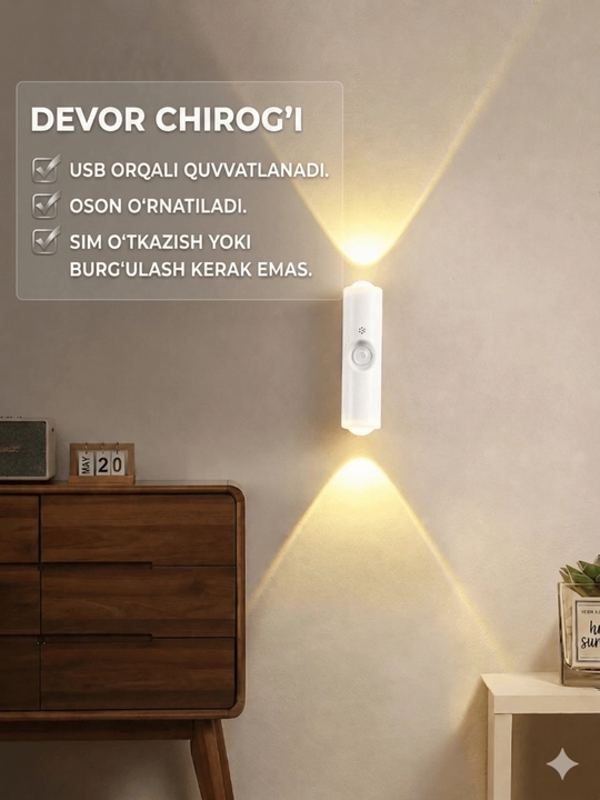 Harakat sensoriga ega aqlli tungi yoritgich: RGB va ikki rangli, simsiz