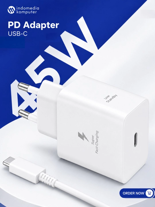 Android uchun 45W Type-C zaryadlovchi qurilma, tezkor zaryad, adapter + 1 m kabel - 