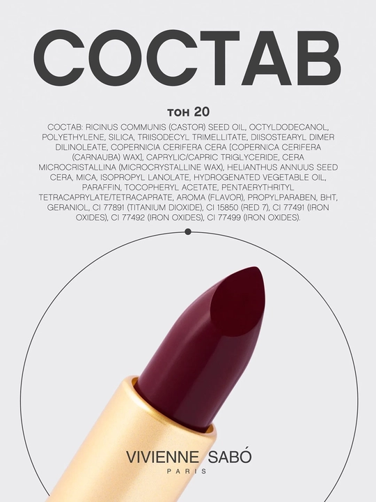Помада для губ Vivienne Sabo Nude Createur, тон 20 сливовый, 4 г
