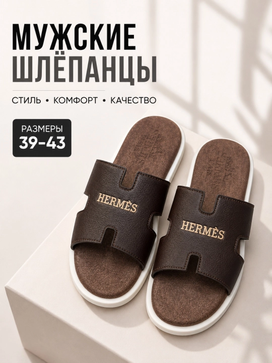 Erkaklar uchun yozgi shippaklar - qulay va zamonaviy, 39-43 o‘lchamlarda (HERMES)