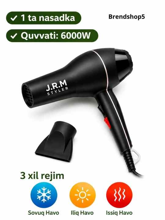 Профессиональный фен JRM 9902 для сушки и укладки волос, подарок для женщин