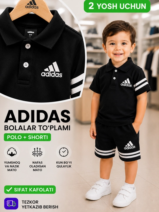 2 yoshli bolalar uchun oq sport kiyim to‘plami, futbolka va shortik, qulay yozgi uslub