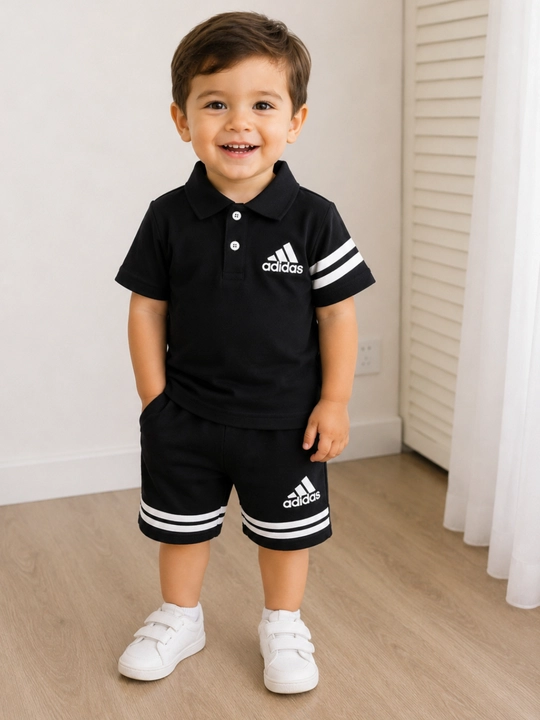 2 yoshli bolalar uchun oq sport kiyim to‘plami, futbolka va shortik, qulay yozgi uslub