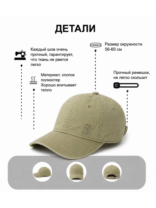 Минималистичная бейсболка, унисекс из дышащего хлопкового материала