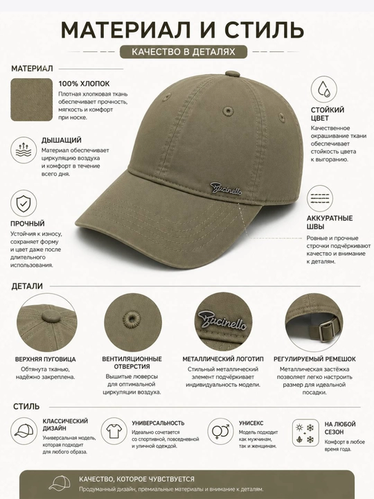 Minimalist beysbol kepkasi, nafas oluvchi paxta materialidan tayyorlangan unisex