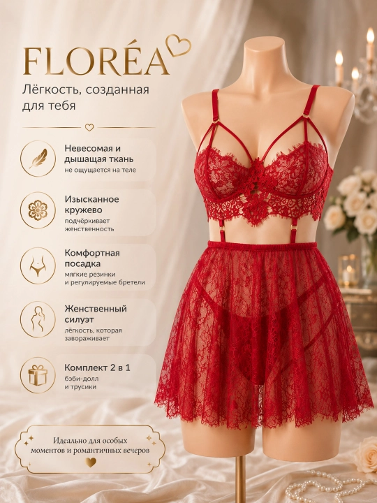 Пеньюар, ночная сорочка, нежное бельё, женский комплект нижнего белья