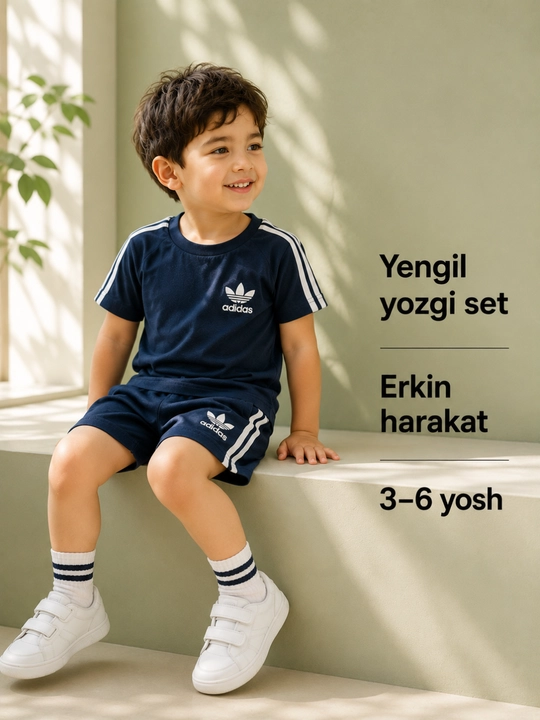 O‘g‘il bolalar uchun yozgi sport seti, futbolka va shortik, 2-5 yosh