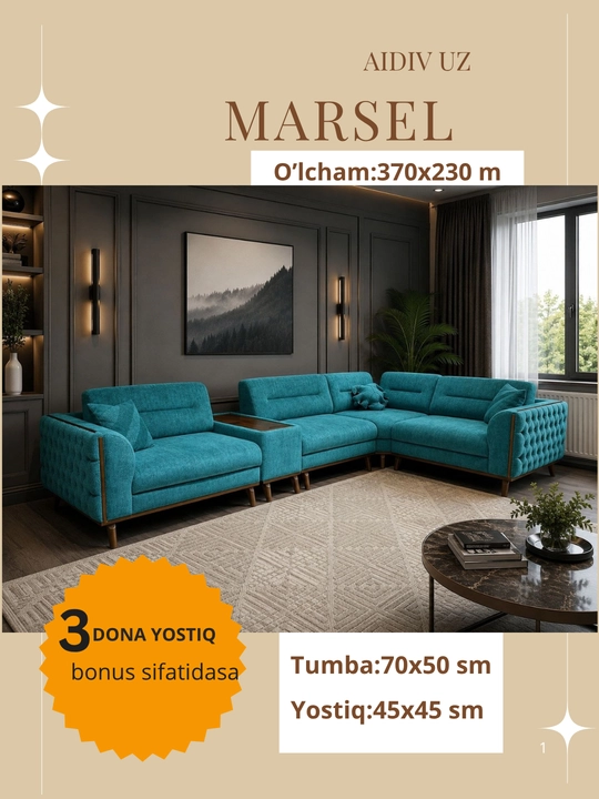 Marsel mexanizmlik yumshoq mebel to'plami - 