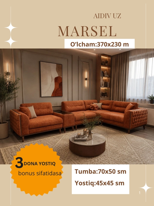 Marsel mexanizmlik yumshoq mebel to'plami - 