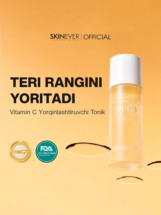 Oqartiruvchi yuz toneri SKINEVER Vitamin C Brightening Toner, niatsinamid bilan - 