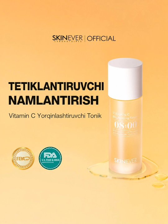 Oqartiruvchi yuz toneri SKINEVER Vitamin C Brightening Toner, niatsinamid bilan