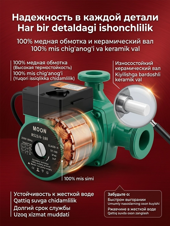 RS25/32-6/8-180 isitish tizimi uchun sirkulyatsion nasos