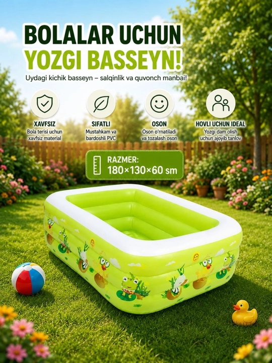 Bolalar uchun shishirma basseyn 180×130×60 sm - 