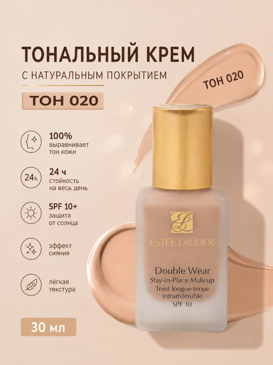 Тональный крем для лица, с натуральным покрытием, 30 мл - 