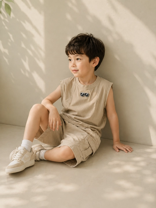 Летний casual комплект для мальчиков, майка и шорты, 3-6 лет