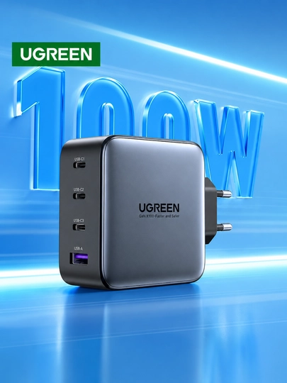 Сетевое зарядное устройство UGREEN CD226 USB-A + 3 USB-C 100W GaN Tech Fast Charger
