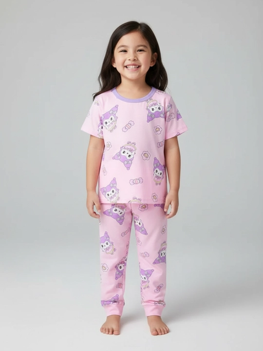 Bolalar uxlash kiyimi va pijama to'plami qizlar uchun, paxtali, Kuromi printli - 