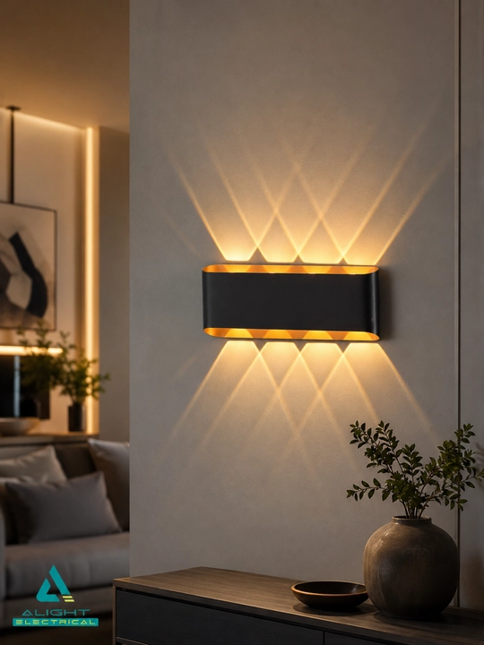 Devor uchun LED bra chiroq IP65, iliq oq yorug‘lik 3000K, qora alyumin korpus