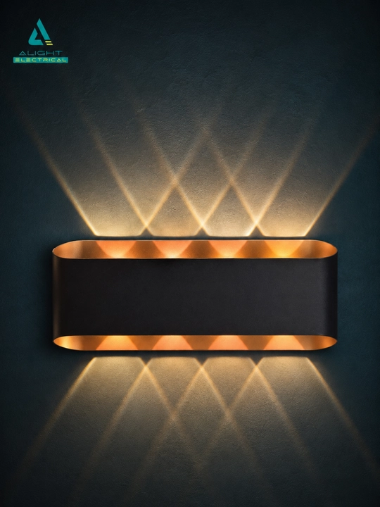 Devor uchun LED bra chiroq IP65, iliq oq yorug‘lik 3000K, qora alyumin korpus