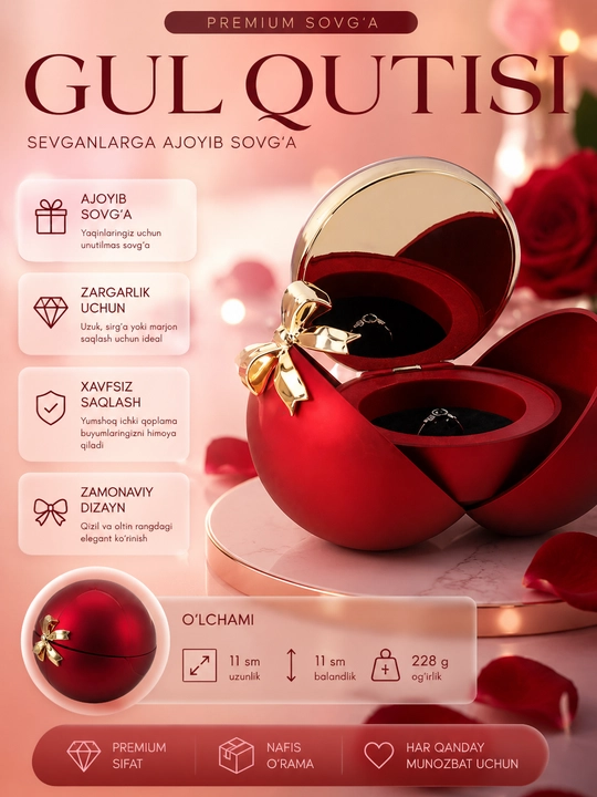 Elegant ko‘rinishdagi sovg‘a qutilari , premuim sifat , zargarlik buyumlari uchun qutilar - 
