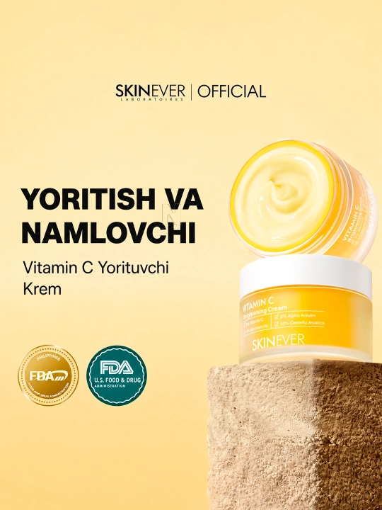 Yuz uchun SKINEVER Vitamin C Brightening Cream, niatsinamid bilan oqartiruvchi, 30 g - 