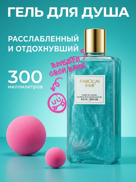 Гель для душа «Fabolai» — очищающее средство для тела и лица, успокаивающее и расслабляюще - 