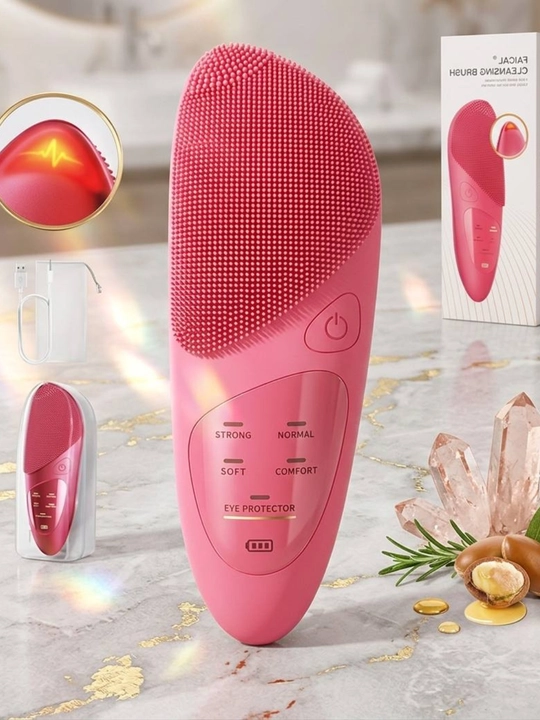 Yuzni tozalash uchun yuqori sifatli silikonli USB massaj cho‘tkasi, namlikdan himoyalangan, isitgich bilan jihozlangan