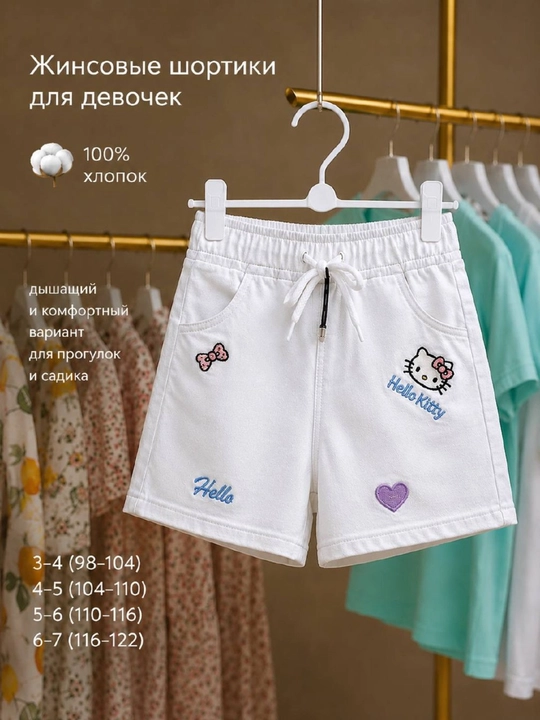 Джинсовые шорты для девочек, легкие, летние - 