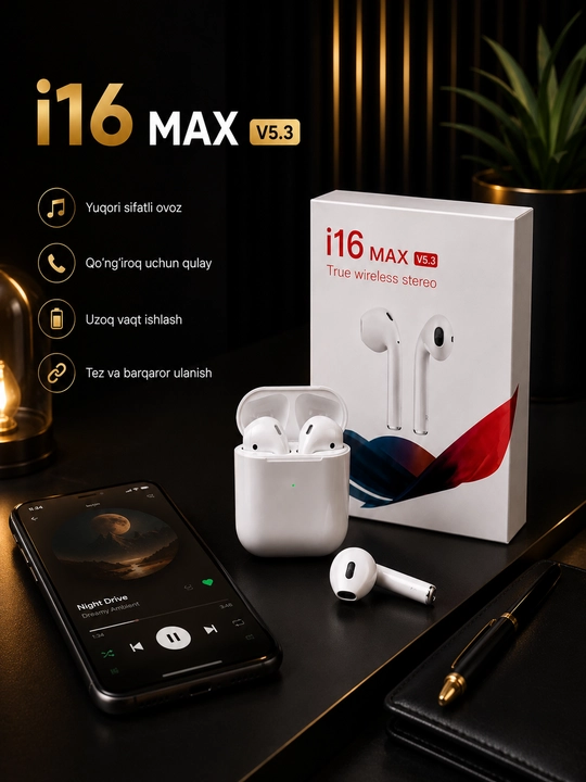 Беспроводные наушники i16 MAX V5.3, Bluetooth-наушники,  TWS-наушники - 