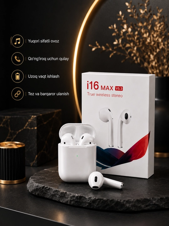 I16 MAX V5.3 Simsiz Quloqchin,  Bluetooth Earbuds,  TWS Naushnik