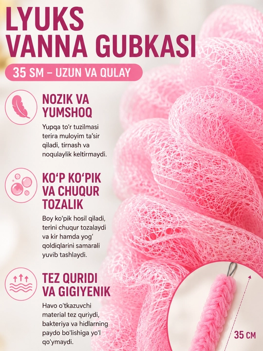Hammom mochalka dush uchun yumshoq body sponge vanna seti