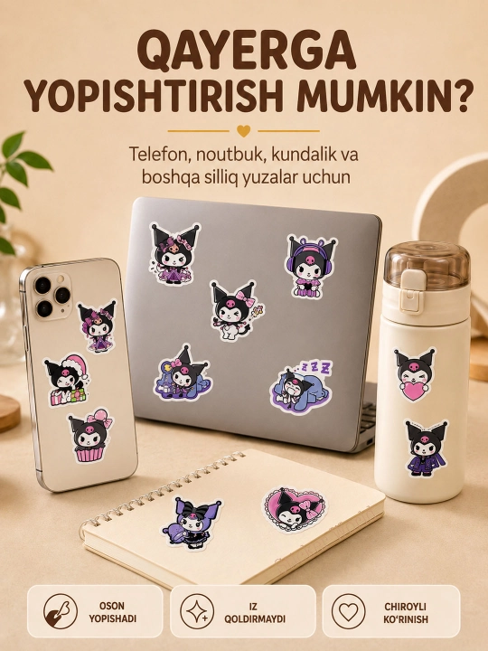 Nakleykalar, stikerlar Anime, One Piece, Mening qo'shnim Totoro, Kuromi, Hello Kitty