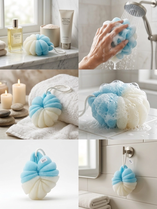 Dush mochalka body sponge yumshoq hammom seti ko‘pik chiqaruvchi