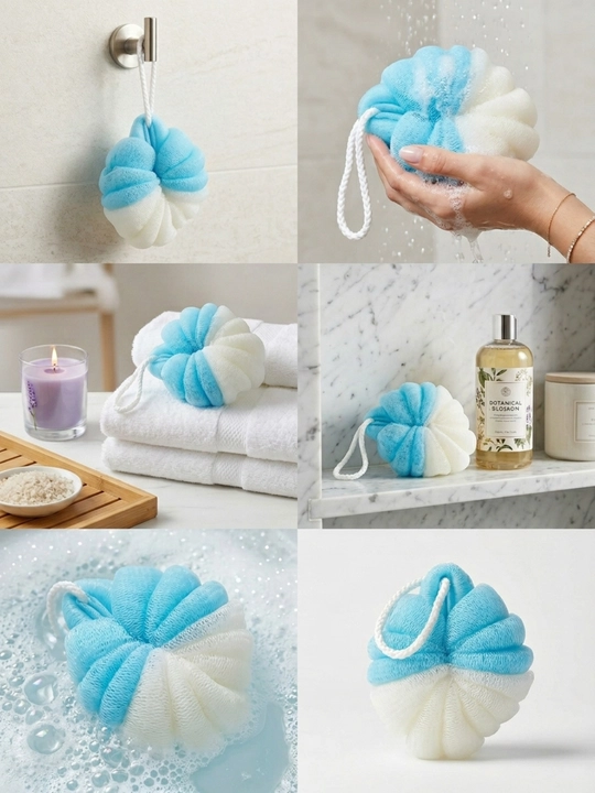 Dush mochalka body sponge yumshoq hammom seti ko‘pik chiqaruvchi