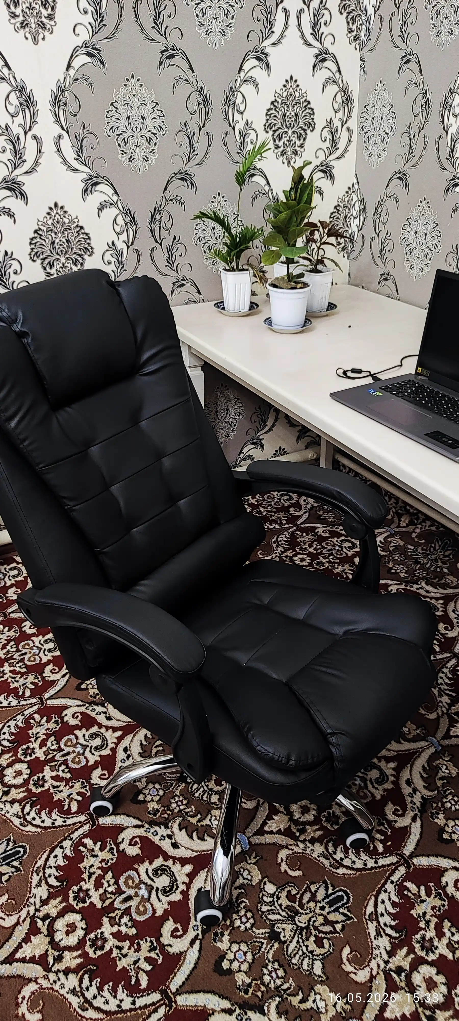 Uy va ofis uchun bel tayanchiga ega ergonomik kompyuter kreslosi