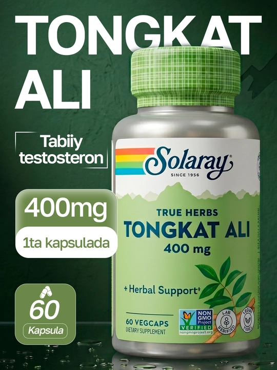 Tongkat Ali, Solaray, экстракт для мужского здоровья, 60 вегетарианских капсул, США - 