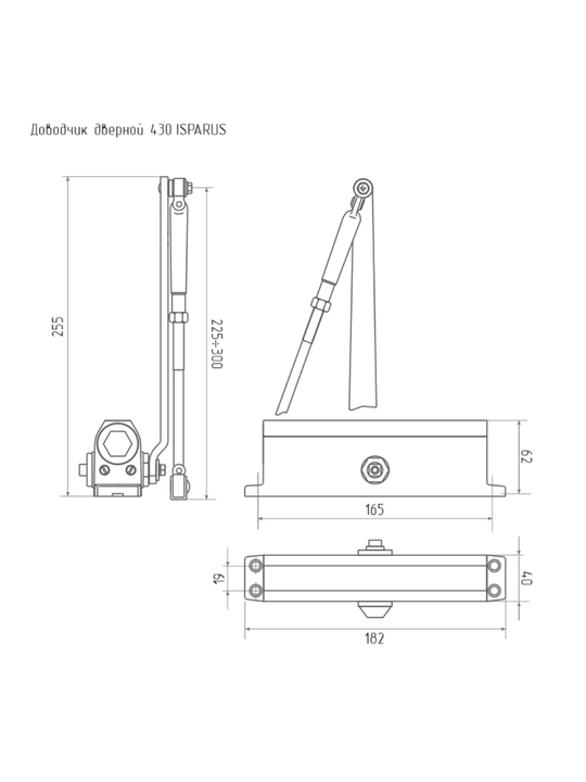 Доводчик НОРА-М 430 ISPARUS, от 50 до 120кг, серебристый, морозостойкий