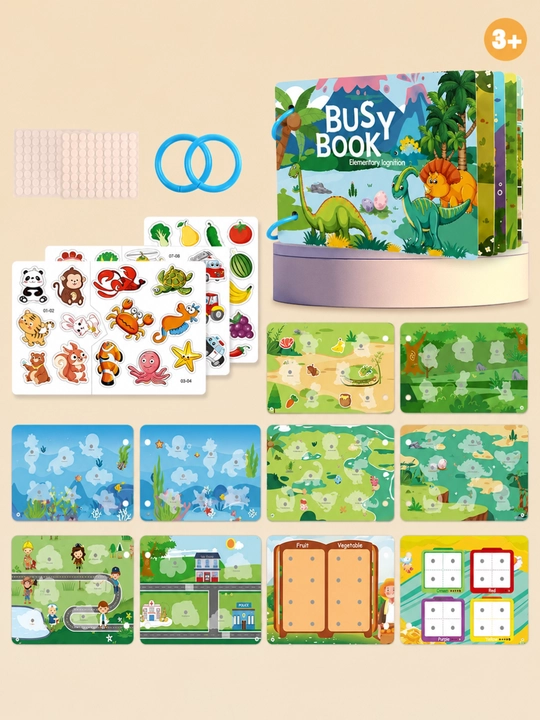 Развивающая Busy Book — книга с многоразовыми наклейками, 3+