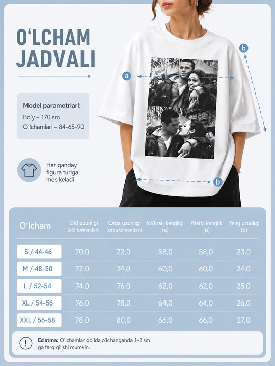 Ayollar futbolkasi, oversayz, paxta, yozgi 